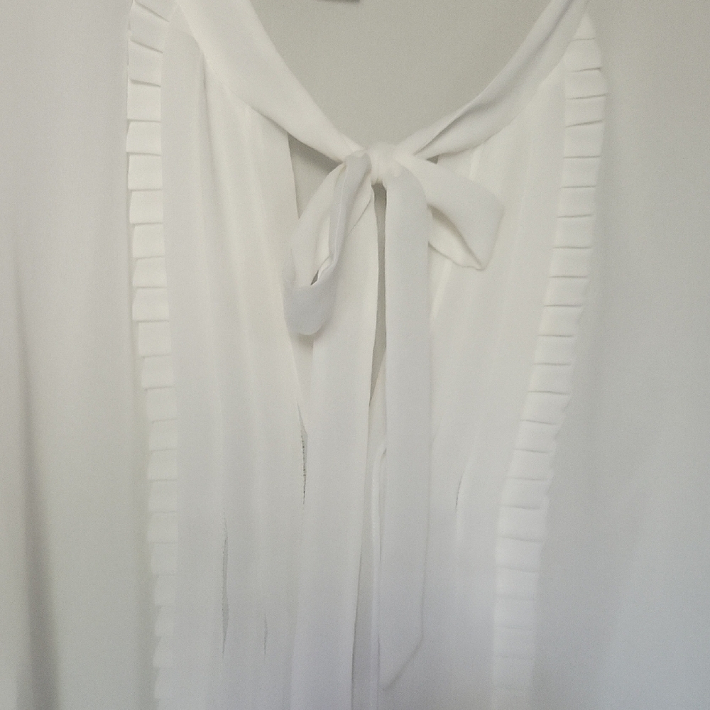 Frame Denim White Pleated Blouse with Bib Collar - Picture 2 of 11